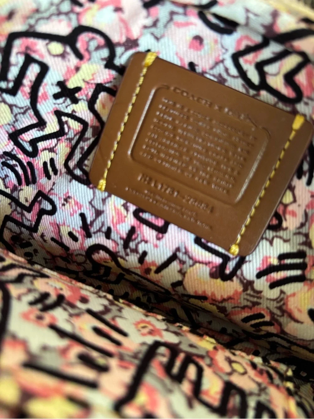 Coach x Keith Haring Sadie Crossbody Clutch Pink Glitter Dancing Man 28684